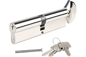 DIDA® 100mm(50T/50) Thumb Turn Euro Cylinder Lock,UPVC Barrel Lock with 3 Keys Anti-Pick,Anti-Bump,Anti-Drill,High Security,Polished Nickel Finish,Suitable for All Door Types,BS EN 1303:2005