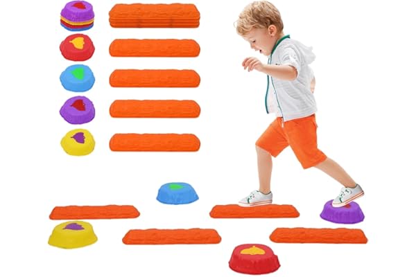 Pierres D'équilibre pour Enfants, Poutres D'équilibre Antidérapantes, Kit Module Motricité Bébé, Jeu Éducatif Stepping Stones pour Enfants à partir