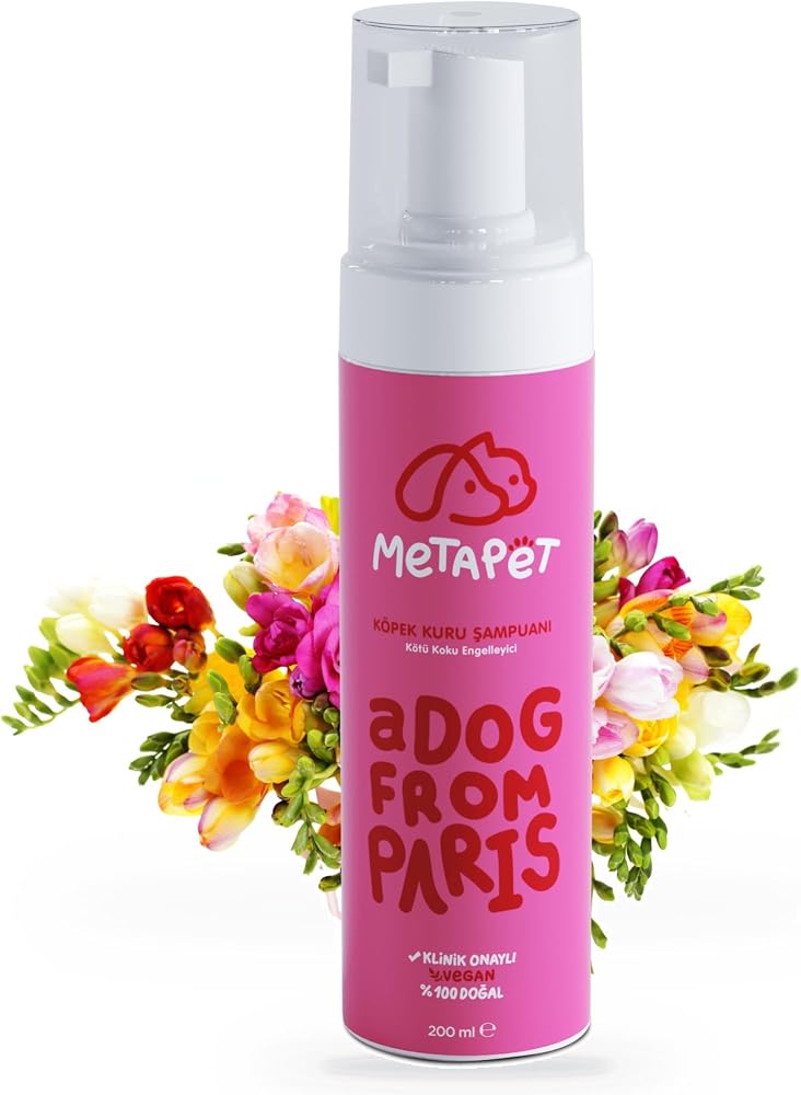 Metapet Kötü Koku Giderici Susuz Köpek Kuru Köpük Şampuan 200 ml | Durulama gerektirmeyen vegan formül, yavru ve hassas ciltli köpekler için pratik bakım