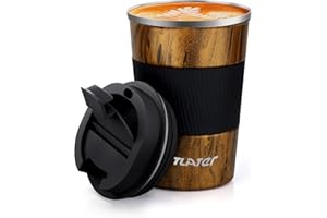 Tlater 380ml Tazza Termica Caffe con Coperchi a Tenuta Stagna - Tazza Termica da Viaggio - Acciaio Inox a Doppia Parete Sottovuoto Tazze Caffe per Bevande Calde e Fredde, Caffè e Tè