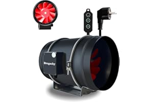 Brogachy 200mm Ventola Aspirazione PWM Controller di velocità, Estrattore Aria Trifase EC Motore,Aspiratore da Bagno,per tende coltivate, domestiche Soffitta Officina e Garage.…