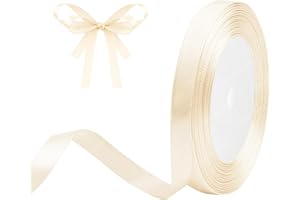 DEKOBANDER Ruban de Satin Beige 10mm x 23m Beige Ruban Cadeau Ruban de Satin pour L'emballage de Cadeaux, Bricolage, Couture, Décorations de Mariage, Décorations de Noël