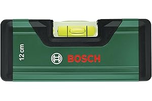 Bosch Spirit Level 12cm (Mini Level; Precise Alignment with Fluorescent Bubble for Horiziontal Reading; Aluminum Body; Softgrip Bumpers; V-Groove)