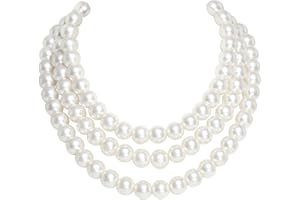 BABEYOND Collana Girocollo con Imitazione di Perle Collana Perle Donna Rotonda a Più Strati Collana Flapper Anni '20 Accessori