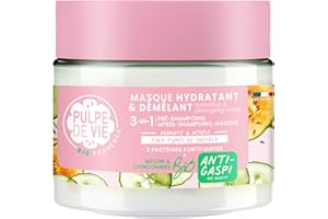 Pulpe de Vie - Masque Cheveux Certifié BIO XL 300ml - Anti-gaspi ! Melon - Soin 3-en-1 pour Cheveux Abîmés - Hydrate et Démêle - Éco-responsable