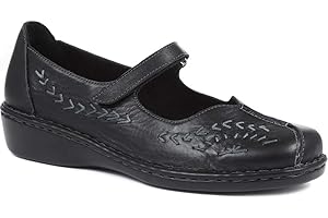 Pavers Women's Touch Fasten Mary Janes - Shoes with Cut Out Detail and Wider D/E Fit - Elegant Ladies Casual Footwear