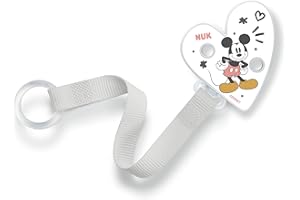 NUK Gancio per ciuccio e clip | Per gli anelli dei ciuccio | Robusto e infrangibile | Disney Mickey Mouse, bianco