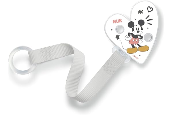 NUK attache-tétine et clip | Pour les anneaux des sucettes | Robuste et incassable | Disney Mickey Mouse
