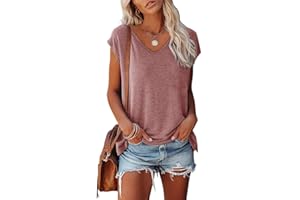 Zueauns Tshirt Damen Elegant Oberteile Damen Sommer T-Shirts für Damen Kurzarm T Shirt Blusen Einfarbig Oversized Tshirt Frauen Freizeit Fledermausärmel Tuniken Bluse Tops