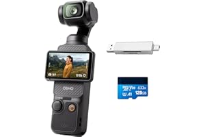 DJI Osmo Pocket 3 Bundle, vlog Kamera 4K mit 1-Zoll-CMOS und 4K/120 fps Video, 3-Achsen-Stabilisierung, digital Kamera, schnelles Scharfstellen (Kartenleser + Speicherkarte)