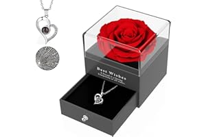 MONODEAL Rosa Stabilizzata Regalo Moglie Idee Regalo Natale Donna, Rosa Eterna Confezione Regalo, Idee Regalo per Anniversario Compleanno Matrimonio Fidanzata Moglie Mamma Madre
