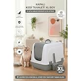 Flex Kapalı Kedi Tuvaleti &ndash; 37,5 x 50 x 40 cm, XL boy, Kum K&uuml;rek Hediyeli