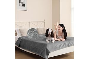 DUJUIKE Coperta Da Letto Impermeabile, Coperta Per Cani Impermeabile In Flanella, Adatta Per La Protezione Dei Mobili Del Divano Letto, Coperta Morbida Multifunzionale Double Face (152x202 cm, Grigia)