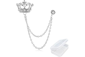 PPX Spilla da Uomo Stile Britannico Abito con Spilla a Catena con Strass Corona Distintivo Corpetto Vintage con Scatola Libera