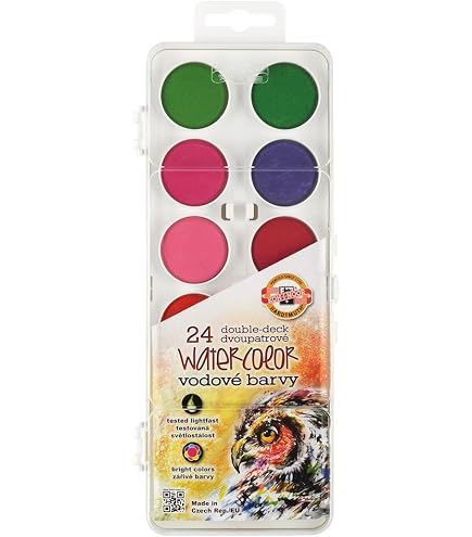 KOH-I-NOOR Artists' Transparent Watercolour Paint Set - 30 Colours, High Quality Czech-Made