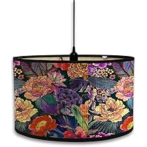 Paralume In Tessuto Floreale E27 | Tamburo 30x30x20cm Rosa - Per Lampade Tavolo/Comodino