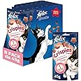 Purina Felix Snack per Gatti "Crispies" - 8 Confezioni da 45 g per Gatti Adulti - Snack Gatto con Salmone e Trota