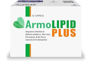 ArmoLipid Plus 60 Compresse, Integratore Alimentare con Berberis Aristata, Riso Rosso Fermentato, Acido Folico, Policosanoli, Coenzima Q10 e Astaxantina