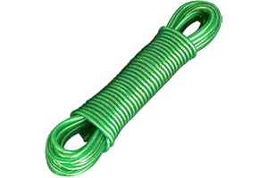 DAKLUNAR Linka do suszenia prania z rdzeniem stalowym, 4 mm, bardzo mocna, rdzawa, bardzo mocne linki do prania o nośności 120 kg, do użytku na zewnątrz, zielona