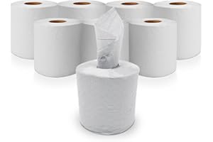 RelianceUK Pack of 6 White Centre Feed 2 Ply Rolls | Highly Used in Health Care, Hospitality, Offices | Wall Mount Lockable Rolls
