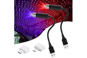 URAQT Lumière D'ambiance LED, 2pcs Lampe de Toit USB pour Voiture Atmosphère Ciel étoilé Lumière LED Projecteur Rouge Veilleuse Réglable Plusieurs Modes, Romantique USB Lumière pour Voiture/Fête