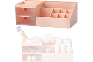 YYWEi Make Up Organizer, Kosmetik Organizer 244 x 120 x 90mm Schmink Aufbewahrung mit Schubladen für Kommode, Schlafzimmer, Badezimmer zum Speichern Kleiner Objekte (Rosa)