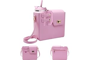 Amlope Bolso Bandolera para Copa Stanley Bolso para Stanley Cup Botella de Agua Bolsa de Transporte con Compartimento y Bandolera Ajustable Stanley Cup Accesorios para Yoga, Viajes, Compras (Rosa)