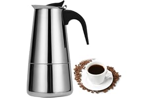 Palmcee Stovetop Espresso Maker, Moka Pot 300ML(6 Cup) Stainless Steel Coffee Maker Mocha Pot Cafe Maker with Insulated Handle Gift for Coffee Lovers Home Office