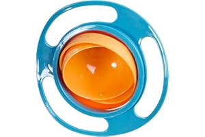LAMBO 360 Rotating Bowl, Children Baby Kids Bowl 360 Degree Rotation Spill Resistant Gyro Magic Bowl with Lid, 360 Degree Rotate Spill-Proof Bowl Without Mess Toy for Toddler Baby Kids Children