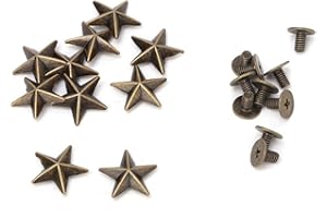 GAROSA Juego de 10 remaches de estrella de metal Remaches de ropa de 14 mm Remaches de cuero Tachuelas y picos para artesanía de cuero Bolsos de ropa Cinturones Zapatos de cuello de perro(Bronce)