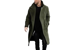 Runcati Men's Coat Regular Fit Trench Coat Long Lapel Double Breasted Wool Business Winter Jacket Peacoat