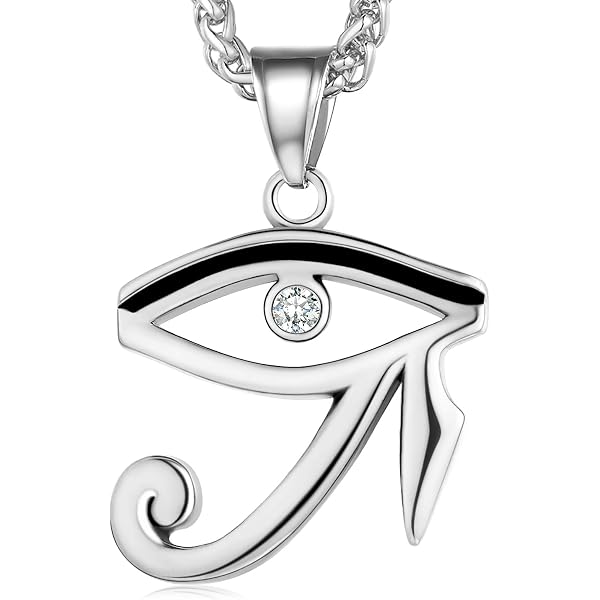 Suplight Collier Pendentif Oeil D'Horus Croix Égyptienne Anubis Acier Inoxydable - Chaîne Serpent Argent