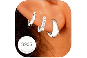 AVOTTO 3 Paar Ohrringe Silber 925 Set für Damen Hypoallergen 14K Gold Ohrring Stacks Silber Ohrringes Huggie Hoops Ohrringe für mehrere Piercings