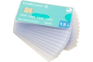 valonic Fundas para Tarjetas de crédito Trasparente - 12 x custodia porta carte - plastica Robusta - Foro ritagliato - Trasparente Opaco