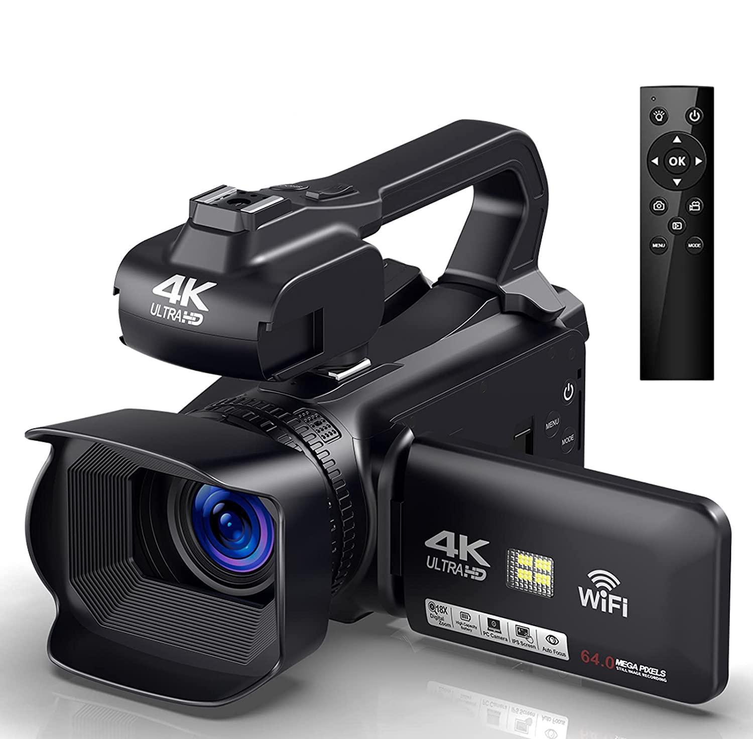 LEQTRONIQ 4K HD Auto Focus Camera with 48MP 30FPS 18X Digital Zoom, Red