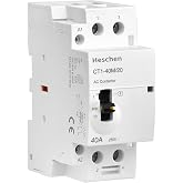 Heschen Home Modular AC Contactor, CT1-40M/20, 40A, 2 Pole, 2NO, Two Normally Open; 220VAC Coils, 35mm DIN Rail Mount, with M