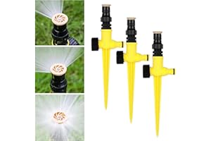 HMYCL Rasensprenger 360° Automatische Drehbarer Gartensprenger Garten Sprinkler, 3Pcs Garten Rasensprenger, Wassersprenger Einstellbar Bewässerungssystem für Rasen Pflanzen Gemüse Blumen Pastorale
