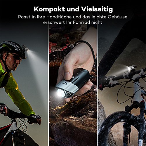 LED Fahrradbeleuchtung TaoTronics Wiederaufladbares Fahrradlicht Fahrradlampen Set Fahrrad Frontlicht & Rücklicht (50 Meter Leuchtkraft, Starkes Licht / Schwaches Licht / Blinkmodus, IP65 Wasserdicht, per USB Wiederaufladbar) - 4
