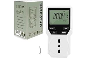 KHIYQILO Presa Temporizzata, Spina Digitale Programmabile Timer, Modalità Casuale Antifurto, Conto alla Rovescia, Ampio LCD Display, 18 Programmi, Risparmio di Energia Presa Timer
