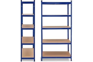 Feidak Schwerlastregal Lagerregal Kellerregal Metall Werkstattregal Regal Steckregal MAX. 875kg Tragfähigkeit, 180 x 90 x 40 cm, mit 5 MDF Regalböden, Einfache Montage - Blau