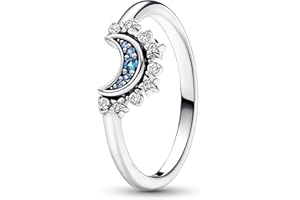 PANDORA Moments - Anello luna celeste, in argento sterling con cristallo blu notte e pietre di zirconia cubica incolori