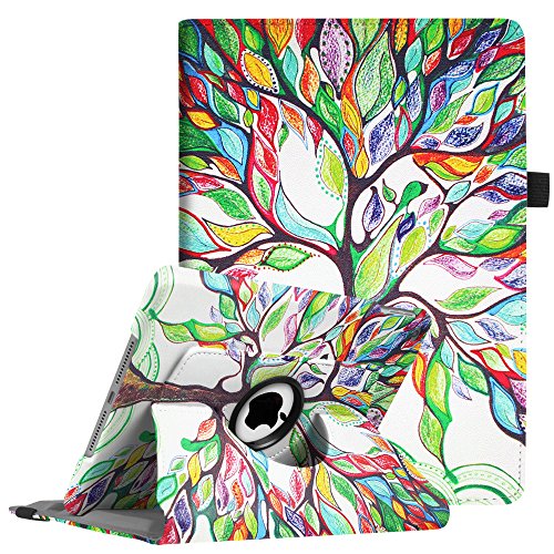 Fintie Funda Giratoria para iPad 9.7 2018 / 2017, iPad Air 2, iPad Air - Rotación de 360 Grados Carcasa con Función de Soporte y Auto-Reposo / Activación, Árbol de Amor