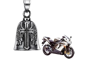 LHLWCCP Clochette Moto Porte-Bonheur, Guardian Bell Acier Inoxydable Argent, Bell Guardian Bell ou Porte-clés, Ride Porte-Bonheur BELL, Angel Biker Guardian Gremlin Bell, Moto Cyclisme, Vélos