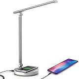ZENG Lampada da Scrivania a LED, lampada da Scrivania con 10W Ricarica Wireless USB Ricaricabile, 5 Colori 10 Livelli di Lumi