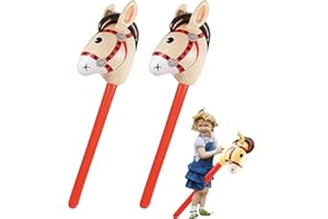 MALOUSUN Lot de 2 chevaux gonflables - Kit de bricolage - Cheval à baiser pour enfants - Ballon en aluminium - Cheval - Horsing - Tête de cheval - Bricolage - Bâtons - Décoration d'anniversaire (rose) (rouge)