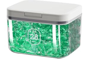 Gzsekken Laundry Pods Storage Container,Washing Powder Pods Storage with Lid One-Click Pop-Up Design Large Laundry Storage Container Clear Plastic Dishwasher Pod Holder Bath Laundry Organization,2.8L