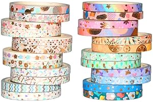 Yubbaex Washi Tape Set cinta adhesiva decorativa Washi Glitter Adhesivo de Cinta Decorativa para DIY Crafts Scrapbooking 24 Rollos x 5MM De ancho