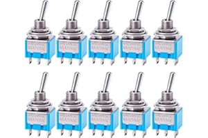 Gebildet Lot de 10 Mini Interrupteurs à Bascule à Verrouillage, 6 Broches 2 Positions DPDT Marche/Marche AC 6A/125V pour Voiture Bateau Industriel