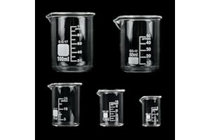 BUYGOO Becherglas Messbecher, 5ml 10ml 25ml 50ml 100ml Beaker Gläser, Becherglas mit Ausguss, Glas Messbecher Set, Labor Becherglas, Becherglas Labor, Laborglas Set, für Labor Küche usw