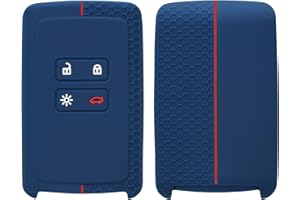 kwmobile Custodia Coprichiave Compatibile con Renault con 4 tasti Smart Key (solo Keyless Go) Cover - Copri Telecomando Chiave Auto - Copri Chiavi Macchina blu scuro/rosso